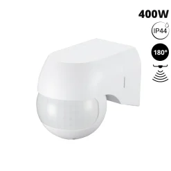 Sensor de movimiento PIR de pared - 180º - 400W - IP44