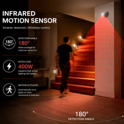 Sensor de movimiento PIR de pared - 180º - 400W - IP44