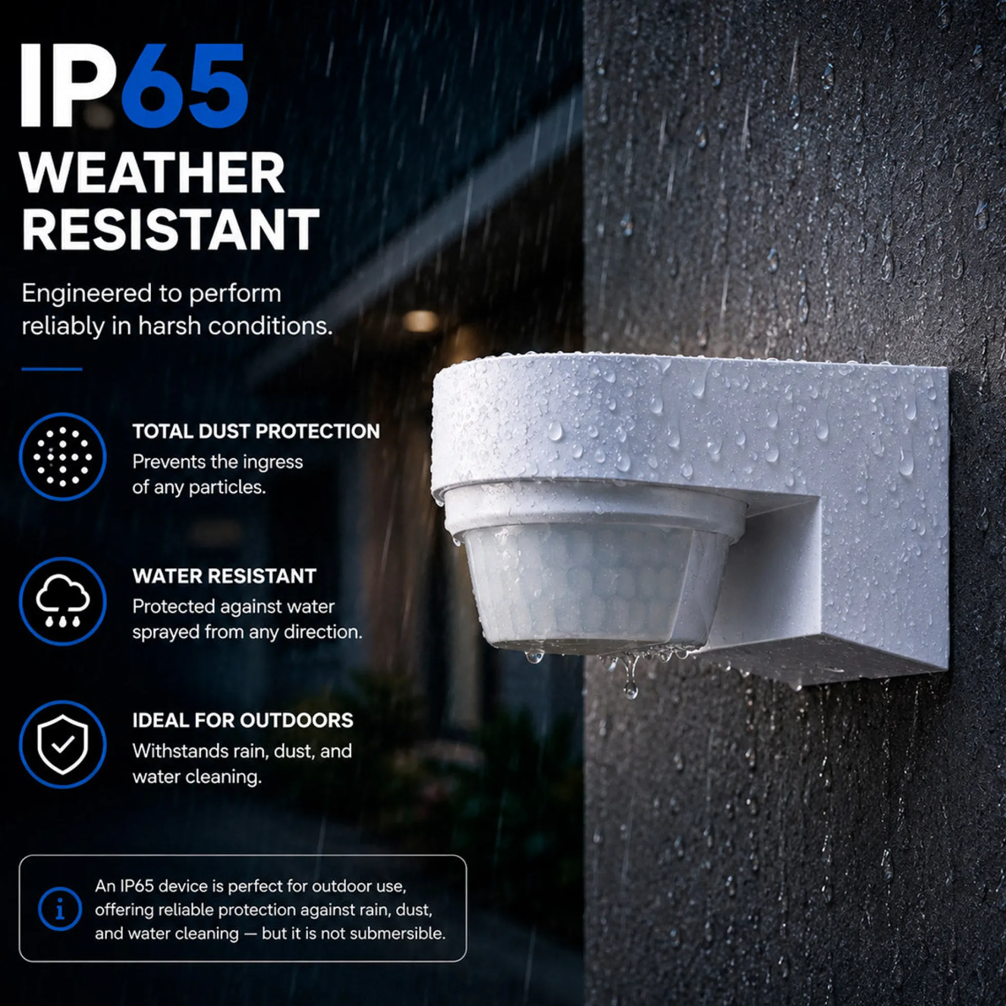Sensor de movimiento PIRde pared - 240° - 1000W - IP65