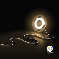 Tira LED COB 24V DC CCT - Emisión lateral - 12W/m - 10mm - IP20 - Corte c/ 5cm - Rollo de 5 metros