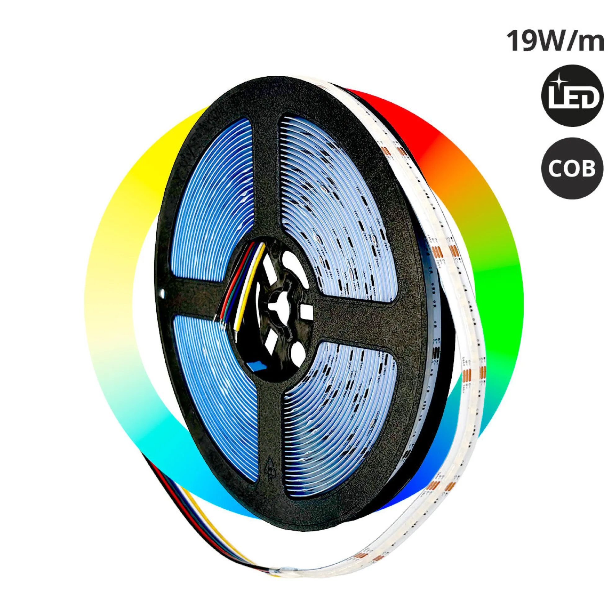 Tira LED COB 24V DC - RGB + CCT - 19W/m - 12mm - IP20 - Rollo de 10 metros