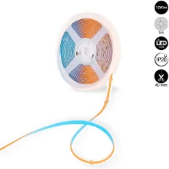 Tira LED COB 24V DC - 12W/m - Colores - 8mm - IP20 - Rollo de 5 metros - Corte cada 4cm