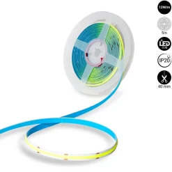 Tira LED COB 24V DC - 12W/m - Colores - 8mm - IP20 - Rollo de 5 metros - Corte cada 4cm