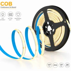 Tira LED COB 24V DC - 12W/m - 8mm - IP20 - Rollo de 5 metros - Corte cada 4,5 cm