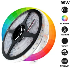 Tira LED estanca RGBWW - 19W/m - 24V - 60 LED/M - IP67 - 5m