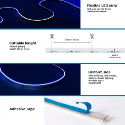 Tira LED inteligente RGB COB 24V DC - Emisión lateral - 12W/m - 10mm - IP20 - Rollo de 5 metros
