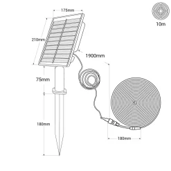 Tira LED solar exterior 40W - 10 metros - IP65 - 2700K
