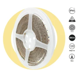 Tira LED 220V AC - Monocolor - 8W/m - 6.5mm - IP44 - 5 metros - 120ch/m