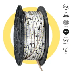 Tira LED 220V AC - Monocolor - 8W/m - 10mm - IP65 - 50 metros - 120ch/m