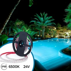 Tira LED 24V DC sumergible - Monocolor - 9.6W/m - 10mm - IP68 - 5 metros - 120ch/m
