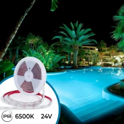 Tira LED 24V DC sumergible - Monocolor - 9.6W/m - 12mm - IP68 - 10 metros - 120ch/m