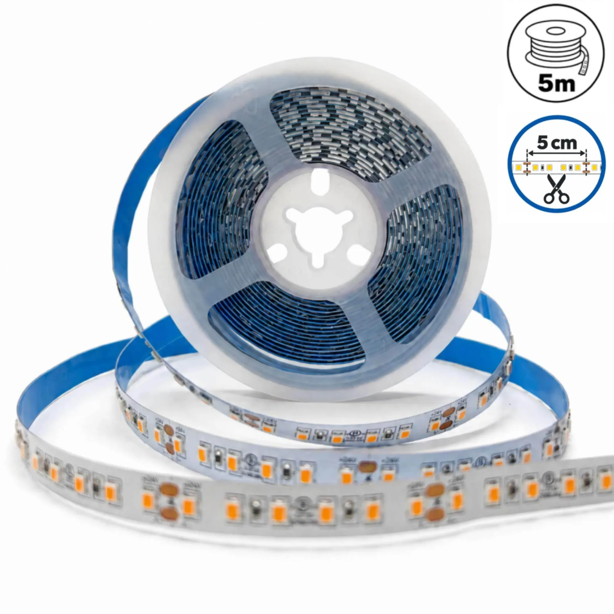 Tira LED 24V DC - 18W/m - Monocolor - 10mm - IP20 - Rollo 5 metros - 120ch/m