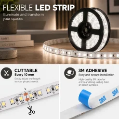 Tira LED 24V DC - 18W/m - Monocolor - 10mm - IP20 - Rollo 5 metros - 120ch/m