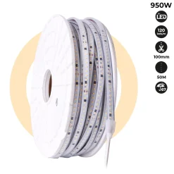 Tira LED 220V - 950W (6000xSMD2835) 12mm -  IP67 - Rollo 50 metros - Corte cada 10cm