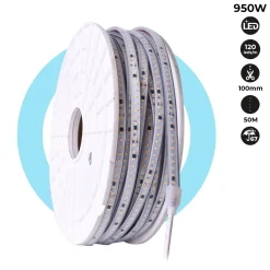 Tira LED 220V - 950W (6000xSMD2835) 12mm -  IP67 - Rollo 50 metros - Corte cada 10cm