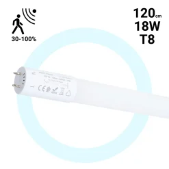 Tubo LED T8 con sensor de movimiento microondas 30-100% - 18W - 120 cm - 6000K