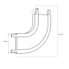 Unión curva 90 grados horizontal para carril magnético de superficie - 26mm