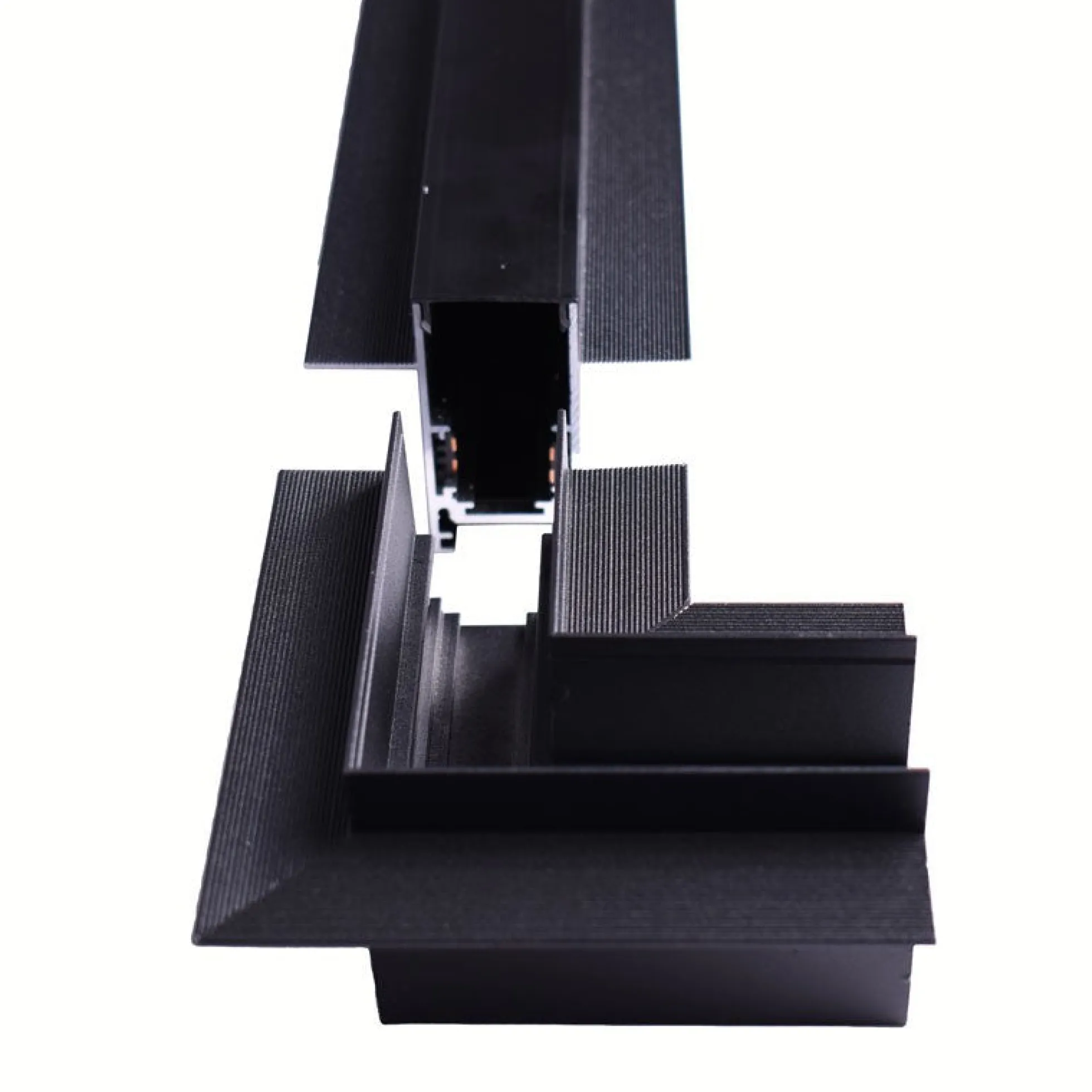 Unión en L para carriles magnéticos empotrables 20 mm - Horizontal