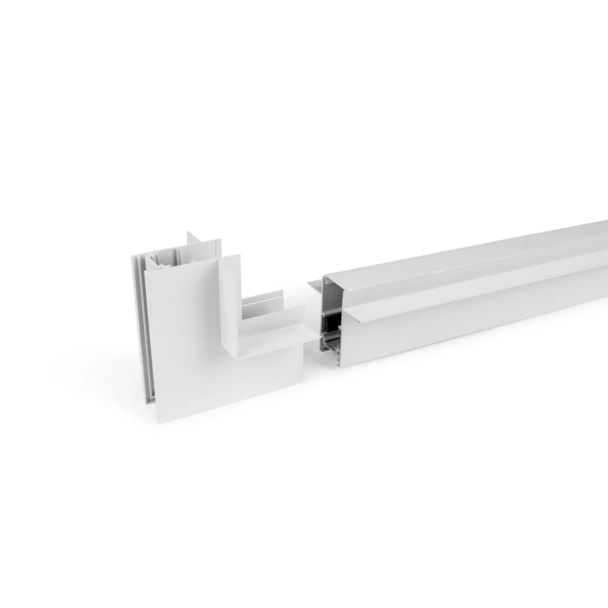 Unión en L para carriles magnéticos empotrables 20mm - Vertical
