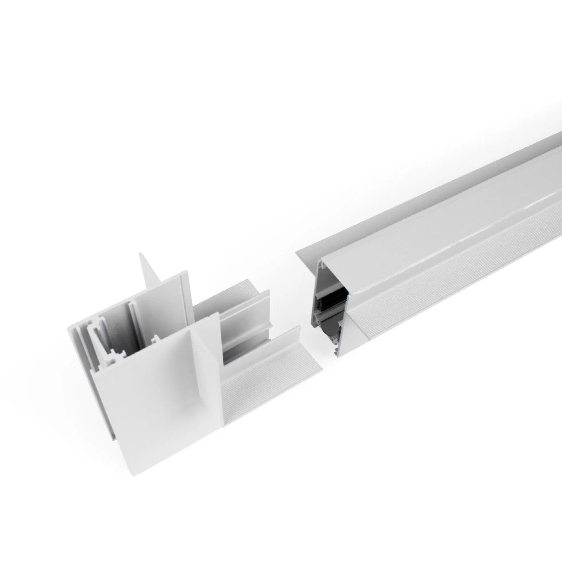 Unión en L para carriles magnéticos empotrables 20mm - Vertical