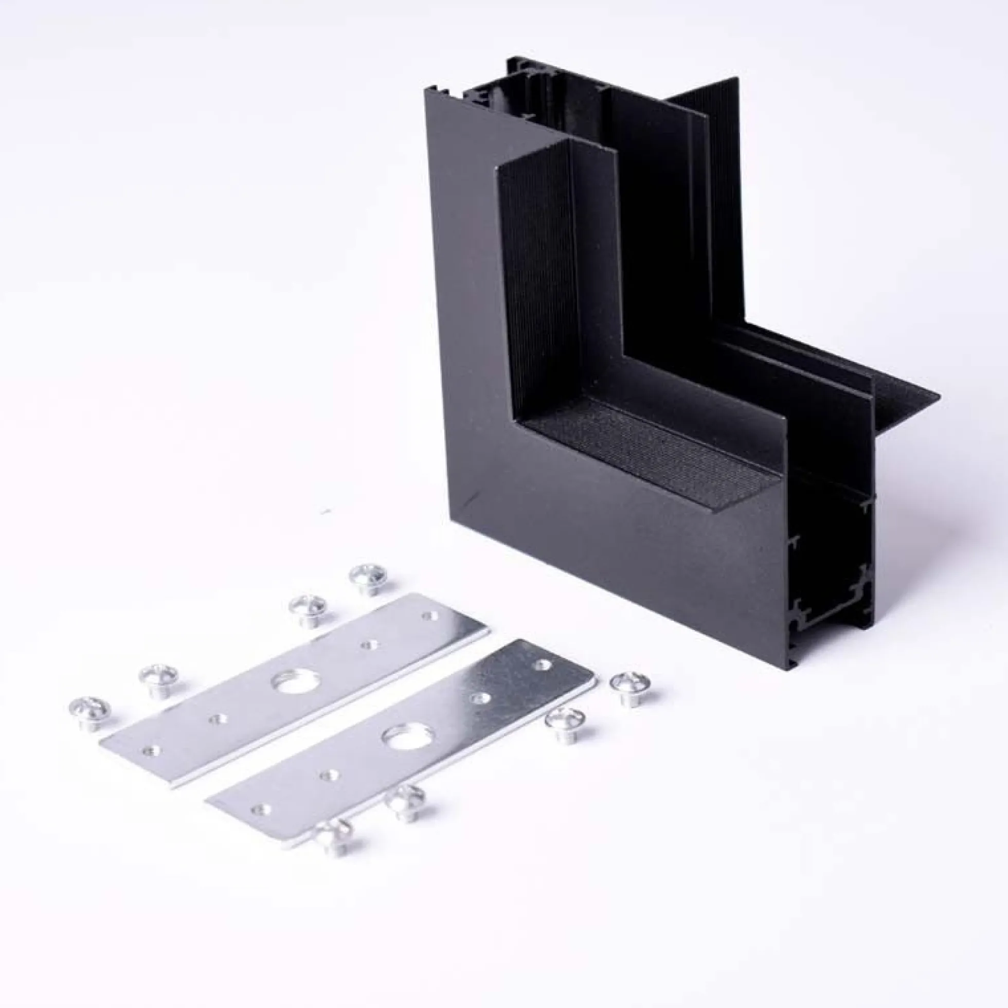 Unión en L para carriles magnéticos empotrables 20mm - Vertical