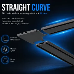 Unión 90 grados horizontal para carril magnético de superficie - 26mm