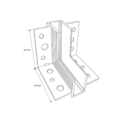 Unión 90 grados vertical para carril magnético de integración/trimless - 10mm